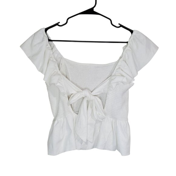 Nation Ltd. White Smocked Ruffle Jenny Tank - Large - Picture 3 of 8